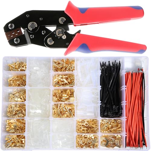 shengbowi 2.8/4.8/6.3mm weibliche männliche Spaten Crimp-Verbindungsstücke Elektrische Lugs Terminal Isolierdraht Quick Splice Sortiment Kit Wundstecker Crimp Spring Insert Draht Kaltpressverdrahtungs