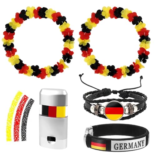 Deutschland Fanartikel Fußball EM 2024,5-teilig Fanset,Deutschland Fanpaket für Europameisterschaft 2024,Deutschland Fan Accessoires,Fanartikel Deutschland Fussball Party Deko,EM Deko Deutschland 2024