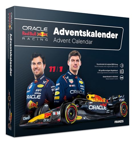 FRANZIS 67235 - Oracle Red Bull Racing Adventskalender - Modellbausatz im Maßstab 1:43, inkl. Soundmodul und 52-seitigem Begleitbuch