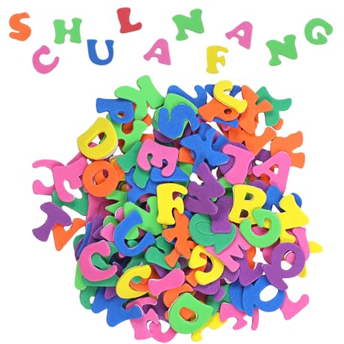 Neerow 390 Stück Moosgummi Buchstaben, Schaumstoff Buchstaben Aufkleber Bunt, Alphabet Selbstklebende Buchstaben Sticker für Schultüte Schulkind Kinder Schulanfang Einschulung