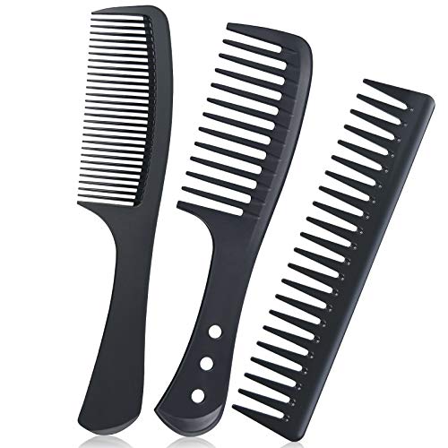 URAQT Breiter Zahnkamm Kit, 3PCS Profi Friseur Kamm, Barbier Haarstyling Salon Lockenkamm Hitzebeständiger Antistatischer Carbon Kamm, Hair Comb für Männer und Frauen