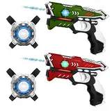 KidsTag Lasertag Set: 2 Laser Pistolen + 2 Laser Tag Weste - Laserpistolen (Rot und Grün) Set für Kinder