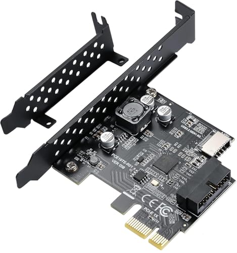 YABOANG USB 3.2 GEN1 Type-e (A Key) Frontplatten-Header (zum Typ-C-Frontplatten-Header) 5 GBit/s +USB 3.0 20-Pin-Anschluss PCI-E 1X Express-Karte für Motherboard