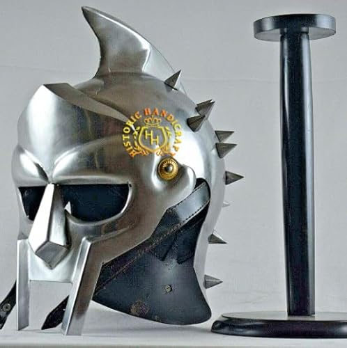 HISTORIC HANDICRAFT Römischer Gladiator Maximus Arena Helm | mittelalterliche Helme | tragbar für Erwachsene | Halloween-Party-Kostüme | Larp Clothings Film Wikinger Maske Helm