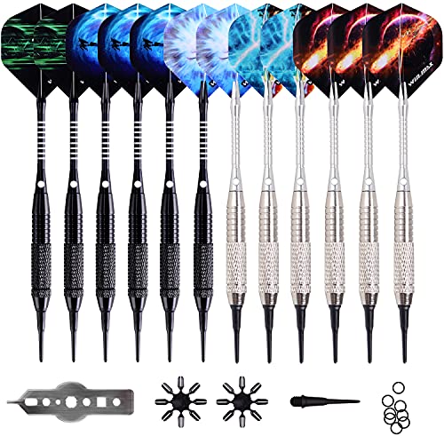 WIN.MAX Dartpfeile mit kunststoffspitze für elektronische dartscheibe 12 Stück Soft Darts Pfeile Set,18 Gramm Profi Softdarts dartpfeil