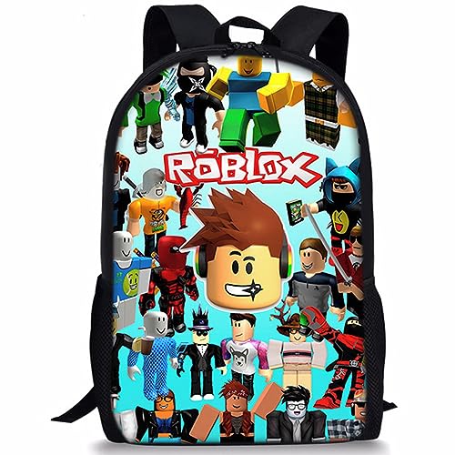 Robllox Rucksack, Robllox 3D-Gedruckte Rucksäcke Anime Kinderrucksäcke Cartoon Einstellbare Schulrucksack Wasserdichte Backpack Modeaccessoire Rucksack für Schule Reisetasche Kindergarten Bewegung