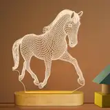 Lightzz Horse Geschenke für mädchen Frauen, 3D Illusion Lampe Pferd nachtlicht mit weichen warm weißen Farben für Kinder Jungen Room dekor, led Holz basische tischlampe