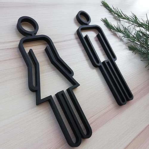 Männer & Frauen Symbol Toilettenschild, WC-Schild, WC-Schild für Toilette Badezimmer Kleiderschrank WC(Black)