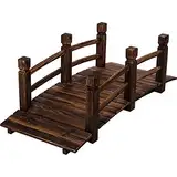 STILISTA Holzbrücke mit Geländer 150 x 65 x 53 cm, geölt, belastbar bis 150 kg, Farbwahl, Dunkel-braun