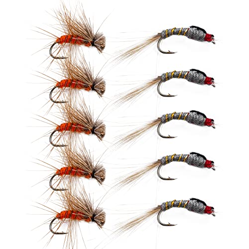 Goture Fliegenfischer-Fliegen-Kit – 100PCS Fliegenfischer-Köder mit Fliegenfischerbox – Fliegenfischer-Sortiment-Kit für Bassforellen-Lachsangeln – Trockenfliegen Nassfliegen Streamer Nymphen