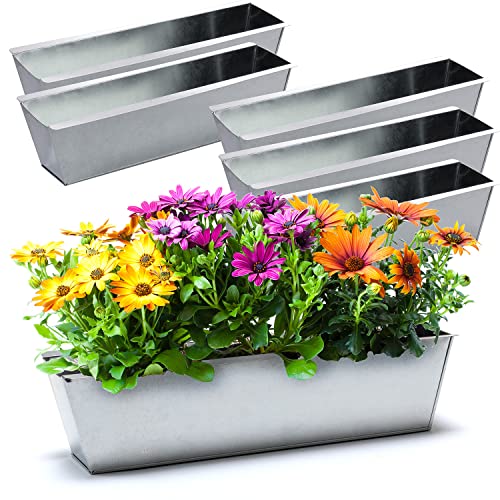 BigDean 6er Set Zink Paletten Blumenkästen - Einsatz 38cm groß Silber - aus Metall verzinkt - Zinkkasten Pflanzkasten Balkonkasten Blumentopf für Europaletten