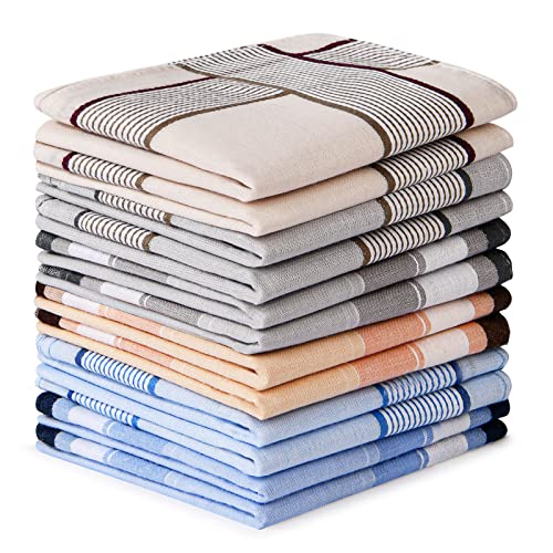 Aomig Taschentücher Herren, 12 Stück Baumwolle Stofftaschentücher Set, Traditionelle Taschentücher Stoff Herren Handkerchief, Wiederverwendbar Herrentaschentücher, 40cm x 40cm(C)