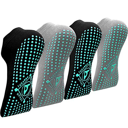 ELUTONG Yoga Socken Anti-Rutsch-Socken (4 Paare) für Damen Pilates, Barre, Tanz, Ballett, Kampfsport, Trampolin, Yoga,Fitness, Krankenhaus, Reha, Heim- und Körperbalance EU 41-43