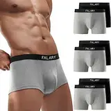 FALARY Boxershorts Herren Unterhosen Männer Baumwolle Retroshorts Shorts UnterwäSche Boxer Ohne Kratzenden Zettel 6er Pack Sportunterhosen für Herren（Schwarz/Grau,M）