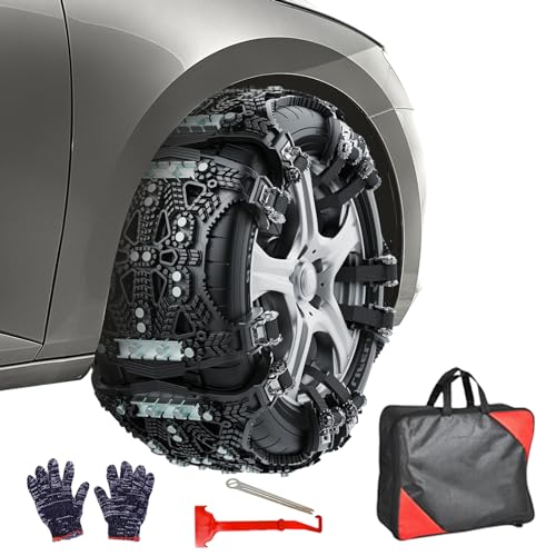 Autoreifenketten, 6 Stück Universal Schneeketten 165-275mm | Anti-Rutsch und Anti-Frost Reifenketten Geeignet für Straßen mit