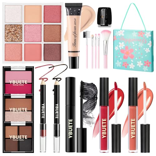 YBUETE Makeup Kit for Teens Girls Women, Travel Portable Makeup Present Set for Beginners & Professionals, Cosmetic Bundle Include Foundation Eyeshadow Palette Lipstick Eyeliner Mascara