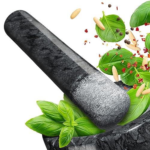 madeco Ersatzstößel Marmor 16 cm Steinstößel schwarz poliert Stößel für Mörser Marmor einzeln (ohne Mörser) Gewürze, Kräuter, Nüsse mahlen