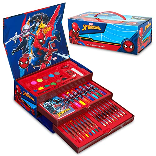 Marvel Malkoffer Kinder Spiderman Avengers Malset Jungen und Mädchen Malset für Kinder Bastelset Art Set (Mehrfarbig Spiderman)