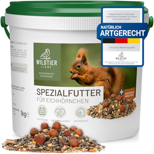 wildtier liebe Eichhörnchenfutter 1kg für Eichhörnchen & Streifenhörnchen I Ganzjahres-Futter Eichhörnchen, Streifenhörnchen Futter