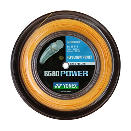 YONEX Saiten fur Badmintonschlager BG80 Power, 200 m Reel, Color- Orange