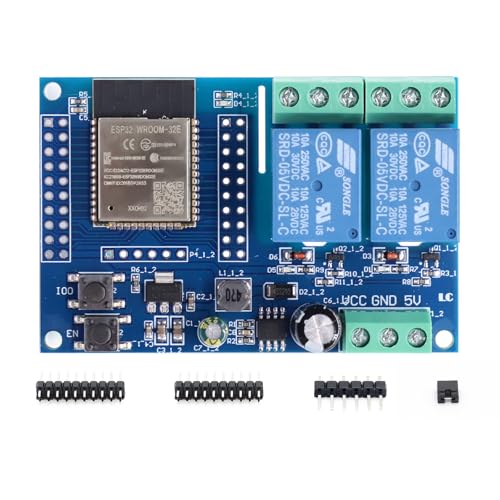 ESP32-WROOM Relais Entwicklungsboard AYWHP ESP32 Relais 2 Kanal Modul mit 4 MB Flash Dual WiFi DC5-60V Stromversorgung für Arduino IDE