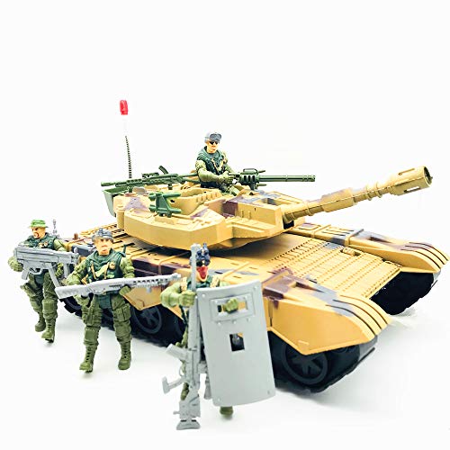 Fycooler Gepanzerte Kampffahrzeuge Armee Panzer Spielzeug,Kinder Militär Panzer Modell Spielzeug Kampfpanzer mit Figur-Modellbausätze militär Figuren 1/18