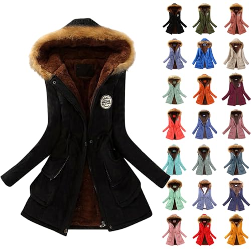 1 Cent Artikel, 5 Euro Artikel, Winterjacke Damen Lang Warm Gefüttert Winter Warm Jacke Winterparka Teddyfell Gefütterte Mantel Parka Outdoor Jacken Herbstjacke, Warehouse Deal