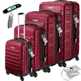 KESSER® 4tlg. Hartschalenkofferset Hartschalenkoffer Reisekoffer Set Reisekofferset Trolley Koffer Inkl. Kofferwaage + Gepäckanhänger Rollkoffer Schloss 4 Rollen ABS-Hartschale Teleskopgriff S-M-L-XL