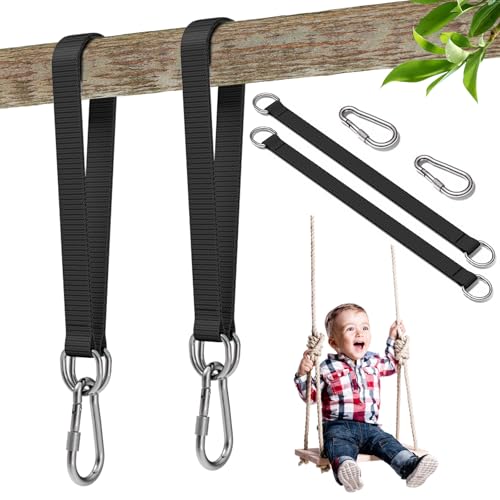 Qaestuan Hängematten Befestigung, mit Schwerlast Karabinern und D-Ringen, 50cm*25mm Schaukel Befestigung, TragbaresSwing Hanging Kit, für Baumschaukel Aufhängung Hängesessel