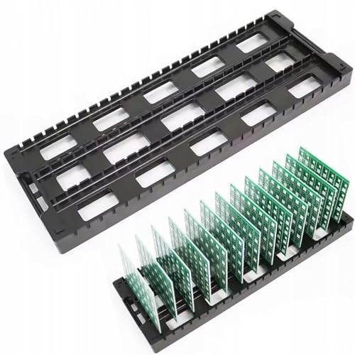 Rosfix Antistatischer Leiterplattenständer 43x14 cm – 25 Fächer | ESD-Schutz | Für Löten, Montage, Test PCB | Stabiler, langlebiger Halter für Elektronikwerkstatt