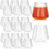 Tebery 20 Stück 14oz Plastic Ribbed Weingläser, 420ml Origami Style Ridged Drinking Glasses Tumbler, wiederverwendbare Vintage stiellose Becher für Champagner, Catering, Hochzeiten