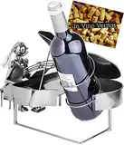 BRUBAKER Weinflaschenhalter Pianistin Klavierspielerin mit Klavier - Metall Skulptur Flaschenständer - 22 cm - Wein Geschenk für Piano Fans - mit Grußkarte