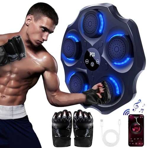 Lvelfe Music Boxing Machine, LED Elektronische Musik Boxing Machine mit Boxhandschuhen, 9 Geschwindigkeitsmodi und Zählmodus Unterstützt Bluetooth, Geschenk Für Erwachsene und Kinder Exercise