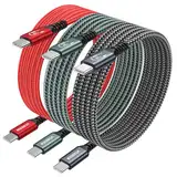 USB C Kabel 60W [3Stück 2M] USB C auf USB C Kabel, PD 3.0 Schnellladekabel für iPhone 15 Ladekabel, iPhone 16 Ladekabel, Samsung Galaxy S24 S23 S22, iPad Pro/Air