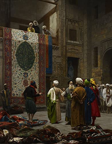 ARTXLXXBN Bekannt Gemälde Fotodruck Malerei Poster der Teppichhändler Teppichhändler in Kairo von Jean Leon Gerome Modem-Grafik für Wohnzimmerdekoration 60x90cm