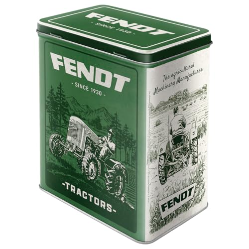 Nostalgic-Art Retro Vorratsdose L, 3 l, Fendt – Green Fields – Geschenk-Idee für Traktor-Fans, Original Lizenzprodukt (OLP), Große Kaffee-Dose aus Blech, Vintage Design