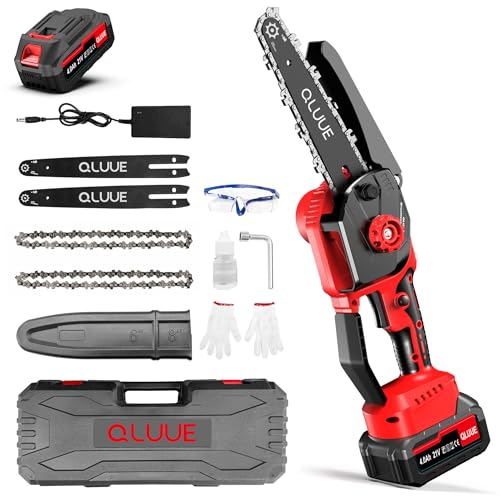 Mini Akku Kettensäge, 8000mAh, 8 Zoll Mini Kettensäge mit 1150-W-Motor und Sicherheitsverriegelung und mehreren Zubehörteilen, ideale Handkettensäge für Gartenarbeiten,Äste, Holzschneiden,MC2-1