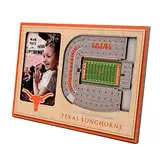 YouTheFan 3D-Stadion-Ansicht NCAA Bilderrahmen Longhorns Darrell K Royal-Texas Memorial Stadionviews, Teamfarben, 12" x 8"