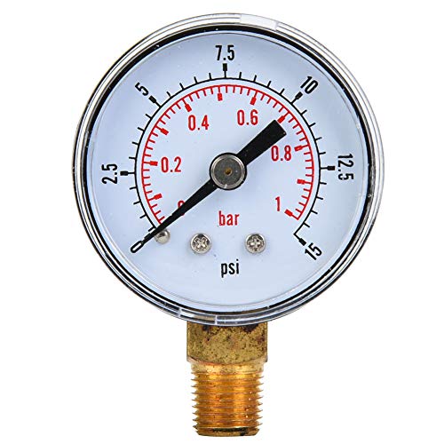 Mechanisches Manometer 1/8-Zoll-BSPT-Bodenanschluss für Luftöl Wasser Wasser Gas Kraftstoffdrucktest(0-15psi,0-1bar)