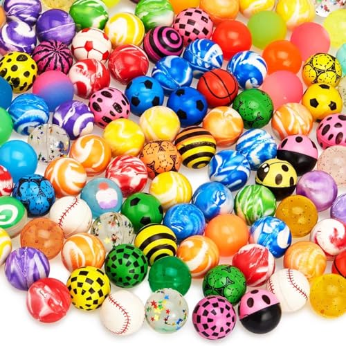 100 Stück Flummis, Flummies für Kinder, 25 mm Gummiball Klein, Sprungbälle, Springball, Geeignet für Mädchen und Jungen Kindergeburtstagsgeschenke, Partygeschenke, Urlaubsfüller, Lernbelohnungen