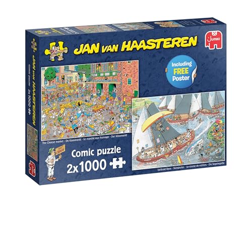 Jumbo Spiele 1110100037 Jan Van Haasteren Der Käsemarkt + Die Segelregatta 2x1000 Teile Puzzle