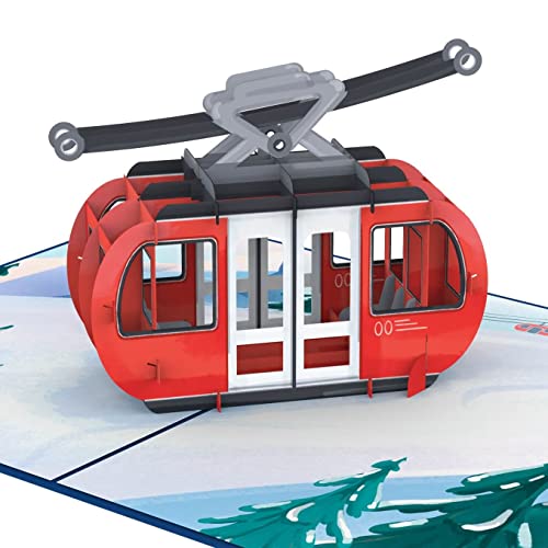 papercrush® Pop-Up Karte Gondel - Besonderer Urlaubsgutschein für Skikurs & Skipass, Geldgeschenk für Skier & Skiurlaub, 3D Geburtstagskarte für Skifahrer, handgemachte Karte für Urlaubsgeld