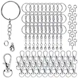 150 Stk Schlüsselringe mit Kette Schlüsselanhänger Basteln Schlüsselanhänger Selber Machen Schlüsselanhänger Ringe Set Key Chains Schlüsselanhänger Zubehör für Schlüssel DIY Schmuckherstellung(Silber)