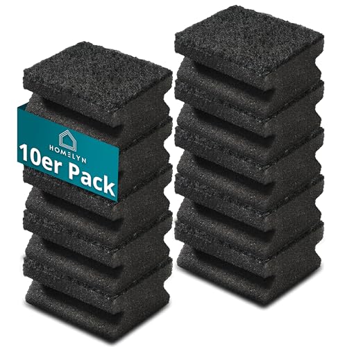 HOMELYN Spülschwämme 10er Pack, 4x7x9 cm I Schwarz I Zweilagig, Weiche Seite & Scheuerseite I Für Töpfe, Pfannen & Geschirr I Küchenhelfer I Reinigungsschwamm I Küchenschwamm I Putzschwamm