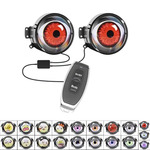 2 Stück LED Augen für LKW, Teufelsaugen LED Auto, Devil Eyes Auto,33 Modi, Programmierbar,mit Fernbedienung, Geeignet für LKW, SUV, Geländewagen