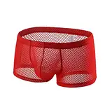 SRZYMJ Unterwäsche Herren Sexy Herren Mit O-Ring Mini Gay Sport Low Rise Push Up Unterhose Männer Transparente Bikini-Höschen Lustige Clubwear Reizwäsche Für Sex Höschen Sissy Kleidung Dessous Rot XXL