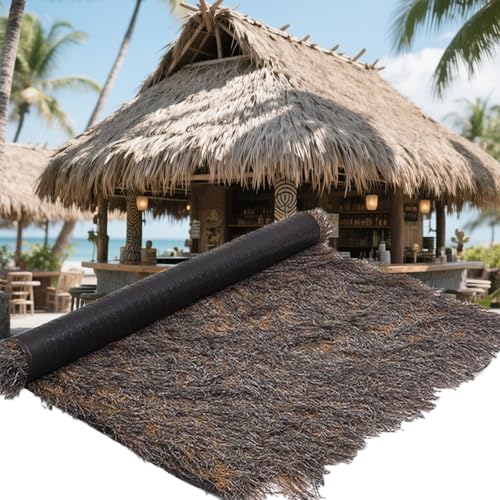Künstliches Strohdach Dekor Tiki Bar,1.6ft*65.6ft Feuerfestes Synthetisches Strohdach Rolle,Palapa,Palmendach Für Garten,wasserdicht Künstliches Reetdachrolle Für Terrasse(Size:1*15m(3.2*49.2ft))