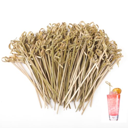 200 Stück Bambus-Cocktailspieße mit Dekorativem Knoten, 12 cm Holzspieße für Fingerfood, Snacks, Antipasti & Canapés, Cocktailspieße Ideal für Partys, Catering, Hochzeiten, Barbecue