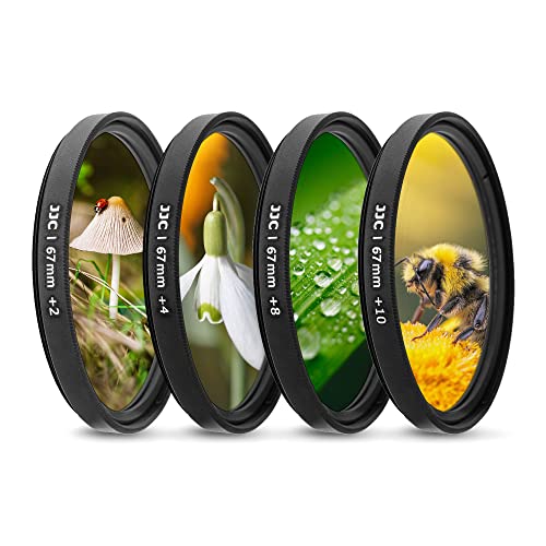 JJC 67 mm Nahaufnahme-Makrofilter-Kit (+2, +4, +8, +10) mit Filtertasche für Sony A7 A7C A7R A7S A9 + FE 20 mm 1: 1,8 G und andere 67-mm-Objektivkameras