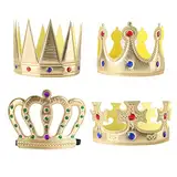 Krone König Set – 5 königliche Kronen für Kinder und Erwachsene, verschiedene Größen und Designs, luxuriöses Kunstleder, mit Edelsteinen verziert, perfekt für Partys und Fotos